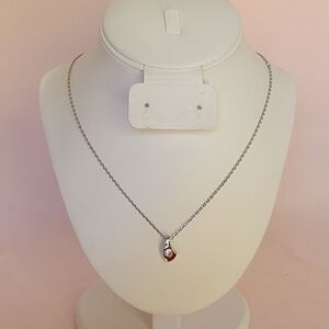 Sarah Coventry Silver Tone Contemporary Drop Minimalist Pendant Crystal Necklace